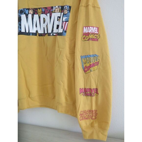 Marvel Superhero Comics Avengers Women's Sz XL (15/17) Yellow Sweatshirt - Picture 4 of 6